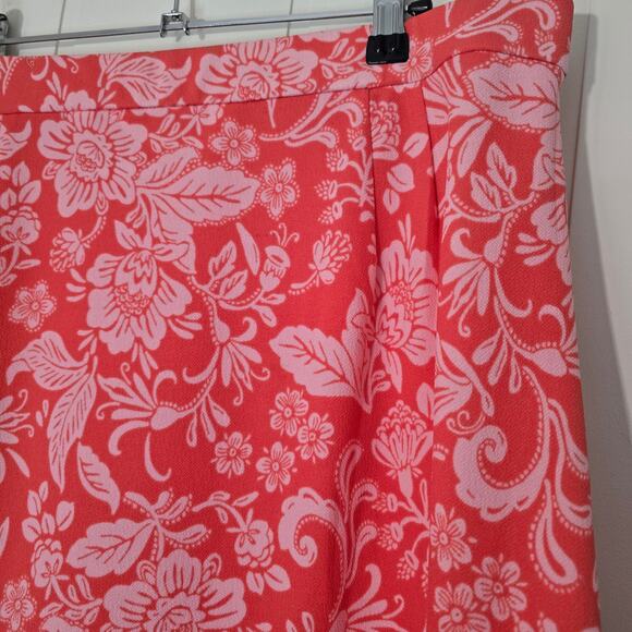 Isaac Mizrahi Women's Pull on Bridgehampton Faux Wrap Printed Skirt Coral Size L - Picture 9 of 9